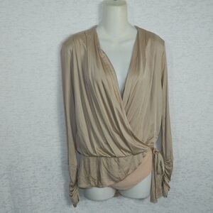 Pinko Shirt Bodysuit‎ Pink Wrap Top Side Tie Size S